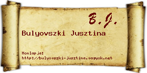 Bulyovszki Jusztina névjegykártya